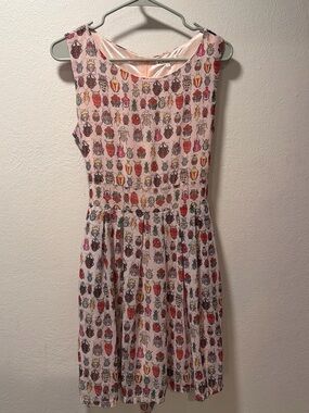 LA Soul  light Pink sleeveless skater dress with beetles and bugs